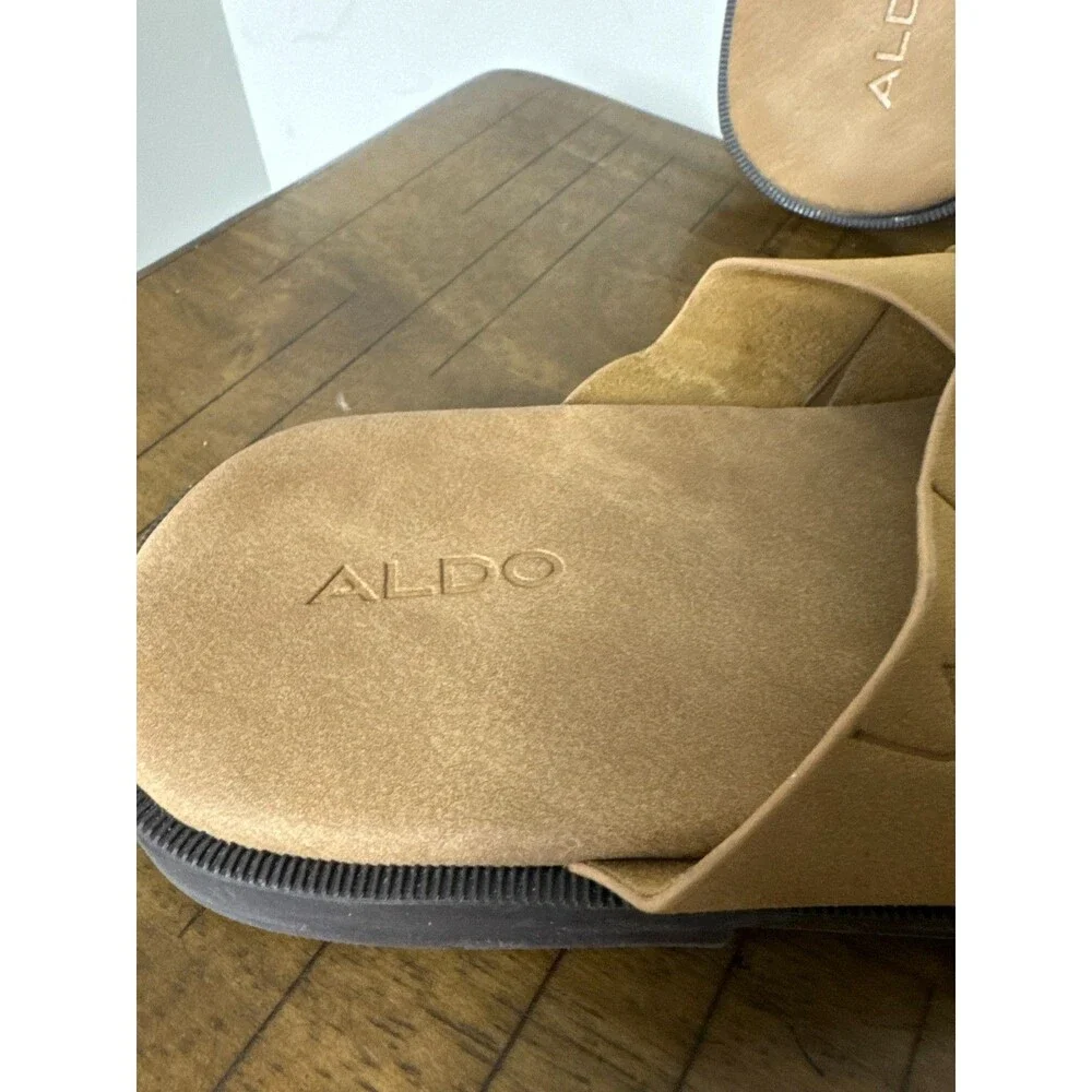 ALDO Men’s Size 7 Tan Woven Strappy Slide Sandals Casual Slip On